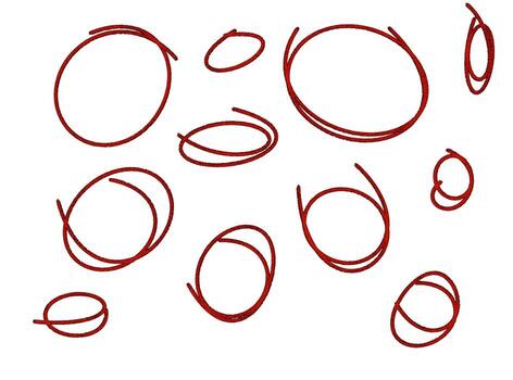 dibujado a mano rojo círculos dispersado en un blanco antecedentes creando un juguetón y artístico diseño elemento con un toque de caprichoso imperfecto vector