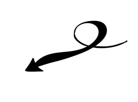 curvo negro flecha señalando hacia abajo en un blanco antecedentes simbolizando dirección y Guia con un juguetón y caprichoso estado animico para Delaware vector