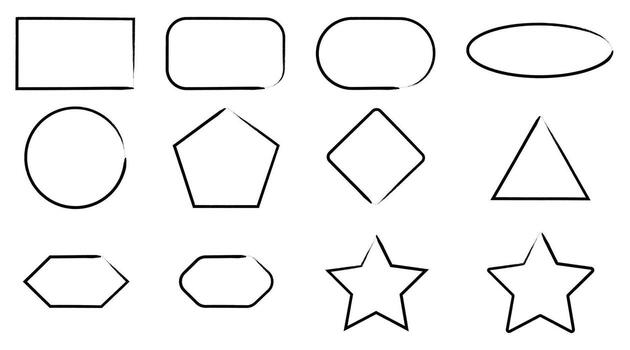 Collection of simple geometric shapes on a white background for design elements vector