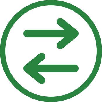 Green arrows exchanging direction within a circle symbolizing transfer exchange or return in a modern ecofriendly and sustainable conte vector