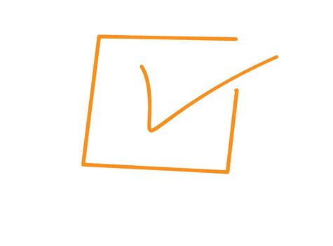 Handdrawn orange checkmark in a square box isolated on white symbolizing validation completion and positive confirmation in a minimalist style vector
