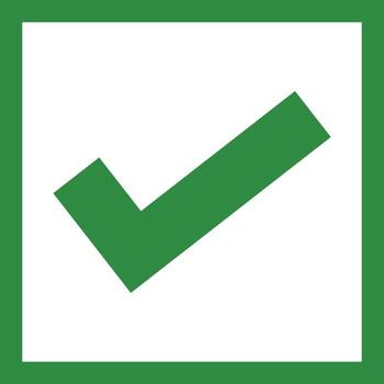Green check mark inside a square box confirming a task completion representing success and approval in a clean and modern design concep vector