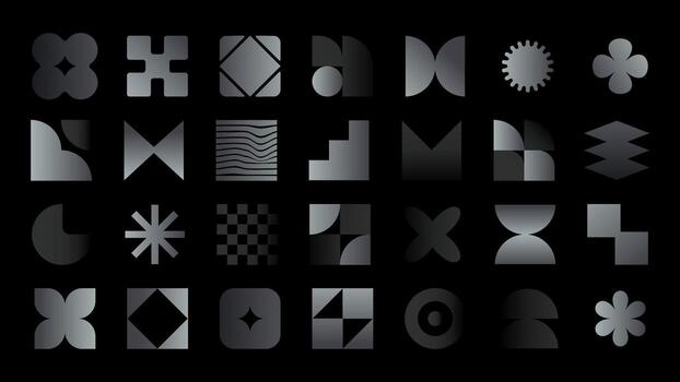 Monochrome Abstract Geometric Elements Collection with Minimal Shapes and Modern Design for Creative Graphic Projects vector