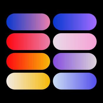 Futuristic Gradient Color Palette Collection with Modern Bright Tone Swatches for Digital Design and Creative Projects vector