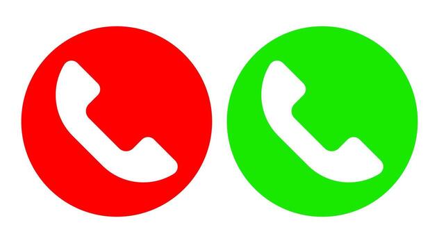 Isolate Phone call Icon, Green and Red Call symbol for Mobile phone, Smart phone graphic elements, Contact symbol call, Technology illustration. vector