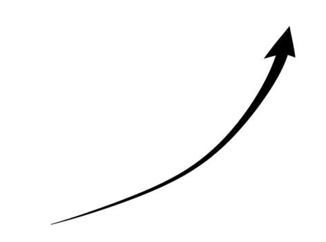 Dynamic black arrow soaring upwards on a clean white background symbolizing growth progress and positive direction in a minimalist and modern style vector