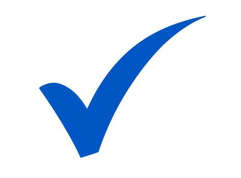 Vibrant blue checkmark confirming completion against a clean white background symbolizing approval agreement and a sense of positive validation and success vector