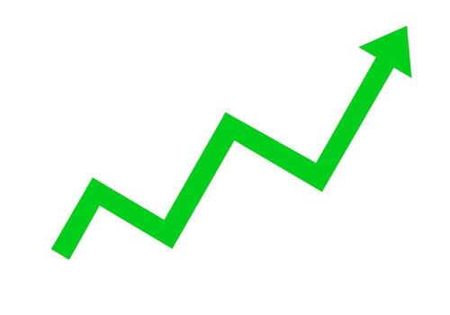 Vibrant green arrow trending upward on a clean white background symbolizing growth progress and positive financial performance in a businessoriented setting vector