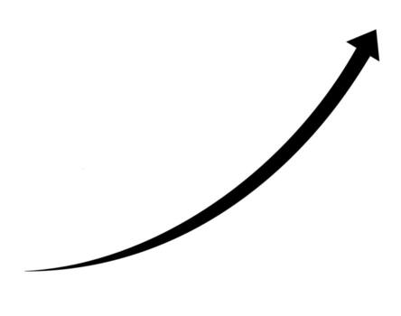 Curved black arrow pointing upwards on a white background symbolizing growth progress and positive direction in business finance and personal development vector