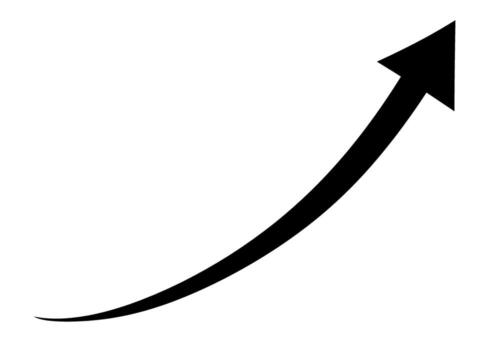 Curved arrow soaring upwards on a clean white background symbolizing growth progress and positive direction in business and personal development vector