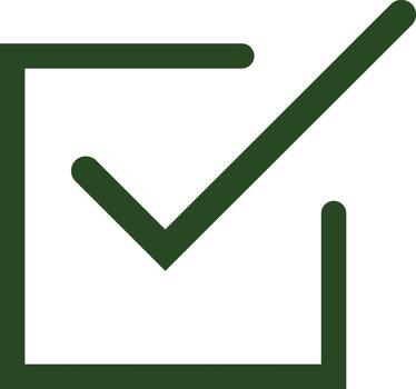 Green check mark inside a square box confirming a task completion representing approval and success in a clean and minimalist design vector