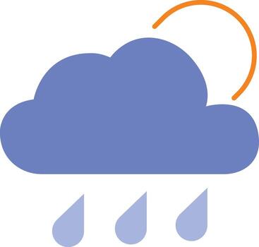 Isolated cloud releasing raindrops with sun peeking through creating a moody atmosphere perfect for weather forecasts and creative desi vector