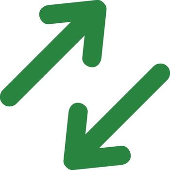Green arrows in opposite directions symbolizing exchange and transfer on a white background representing a dynamic and interconnected p vector