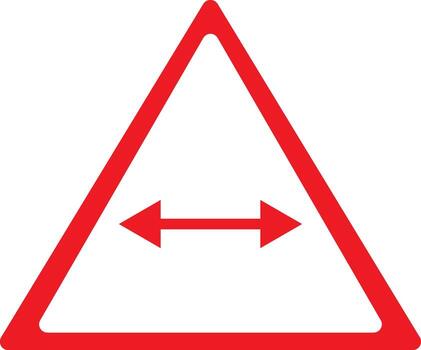 Red triangular road sign indicating oncoming traffic from both directions on a highway symbolizing caution and potential hazards ahead vector