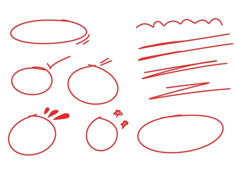 Handdrawn red circles and lines on white background highlighting key points emphasizing important information creating visual impact an vector
