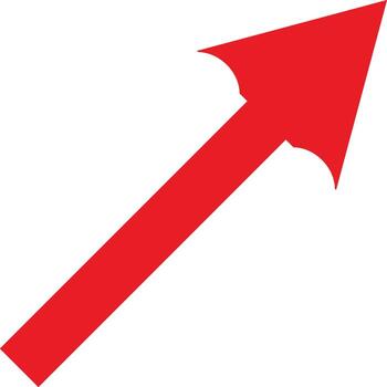Vibrant red arrow pointing upwards on a clean white background symbolizing growth progress and a positive trajectory in business and fi vector