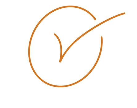 Handdrawn check mark inside a circle signifying approval and completion on a white background conveying a sense of validation and succe vector