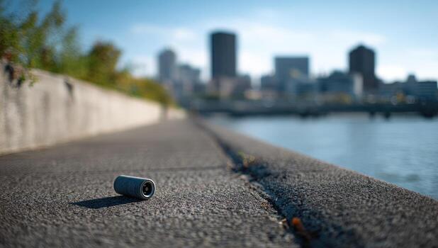 A city skyline in the background photo