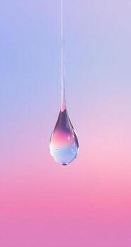 A drop of water hanging from a string photo