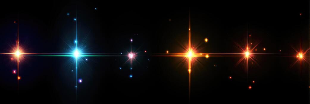 A group of glowing lights on a black background photo