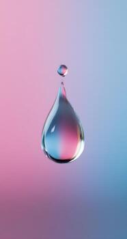 Water drop on a pink and blue background photo