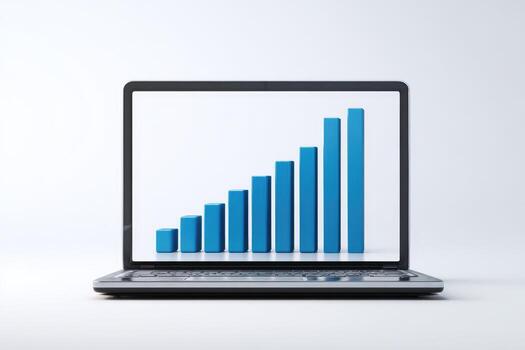A laptop with a graph chart on the screen photo