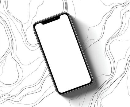 An iphone is sitting on top of a white background photo