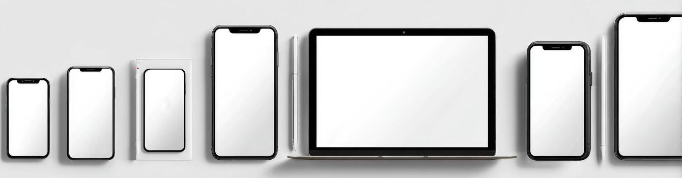 A group of smartphones with blank screens photo