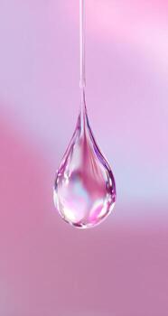 A drop of water on a pink background photo