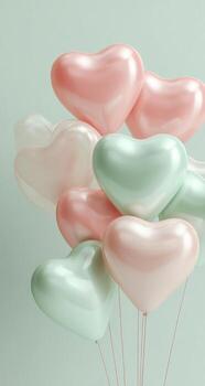 Heart shaped balloons on a light background 3d rendering photo