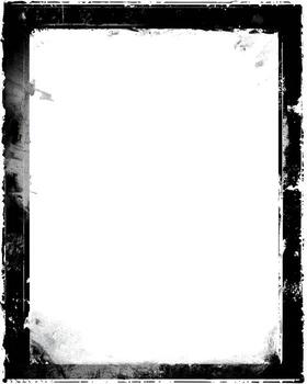Black and white grunge frame with white space photo