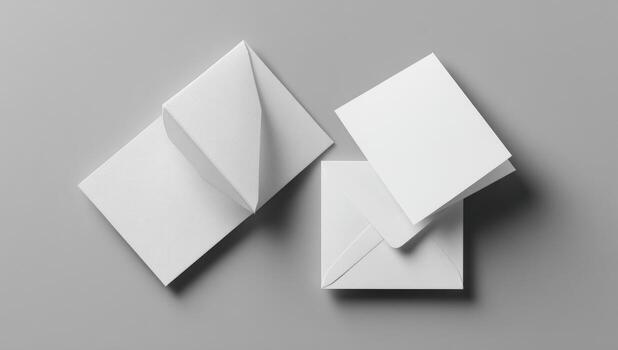 White envelopes on a gray background photo