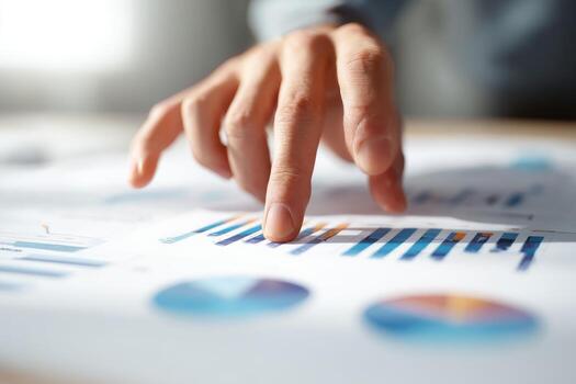 un persona señalando a un grafico en un papel foto