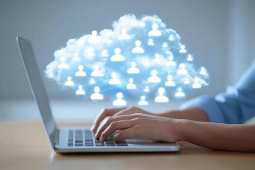 Cloud computing and social media concept photo