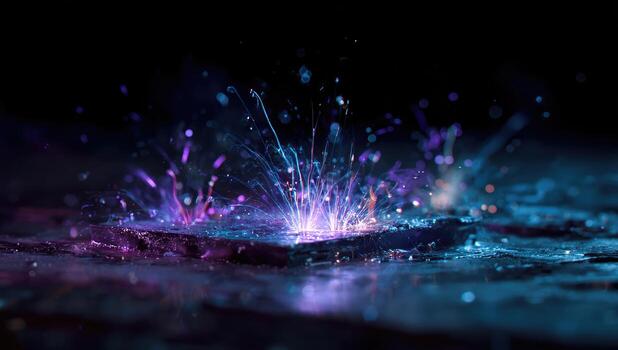 un cerca arriba de un Chispa - chispear de ligero en un negro antecedentes foto