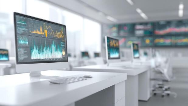 A computer monitor with multiple screens on it photo