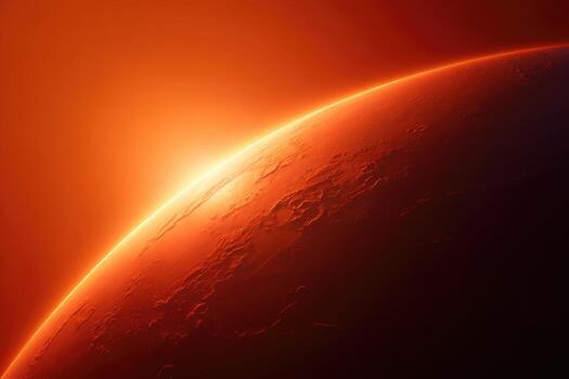 The sun is shining over the planet mars photo