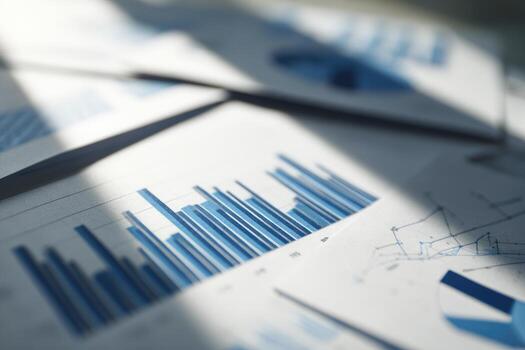 A close up of a business report with graphs photo
