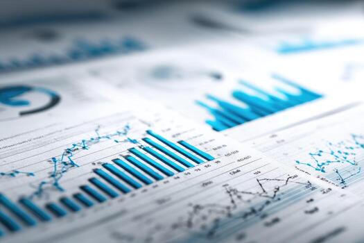 A close up of graphs and charts on a table photo