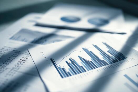 Business charts and graphs on papers photo