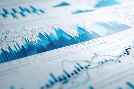 A close up of a graph chart with a blue background photo