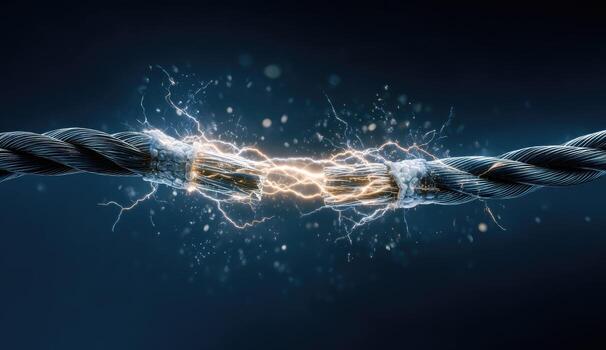 Two wires are connected by a rope photo