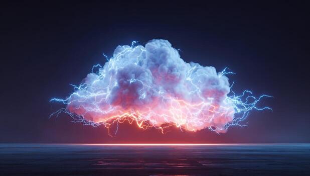 A cloud with lightning coming out of it photo