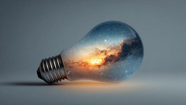 An idea light bulb with a galaxy inside photo