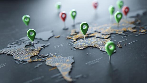 The world map with pins on it photo