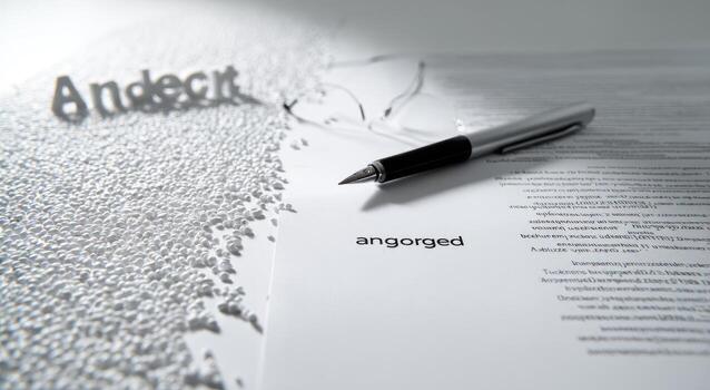 Pen on a document with the word abandoned photo