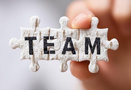 Team concept with puzzle word team photo