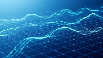 dinâmico azul dados ondas fluindo em rede - abstrato tecnologia visual video