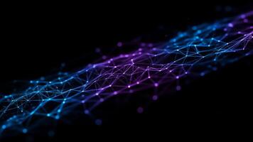 dinamico plesso Rete astratto blu e viola connessione visualizzazione. video