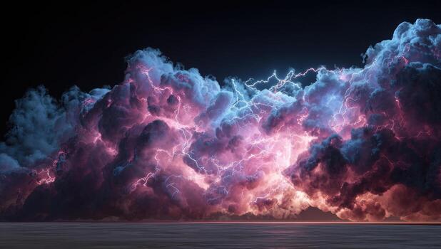 un grande nube con rosado y azul relámpago foto